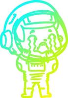 cold gradient line drawing cartoon crying astronaut vector