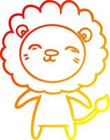 warm gradient line drawing cartoon lion vector