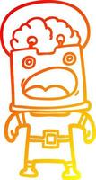 warm gradient line drawing cartoon robot vector