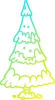 cold gradient line drawing snowy christmas tree vector