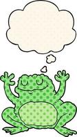 cartoon frog and thought bubble in comic book style vector