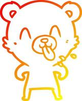 warm gradient line drawing rude cartoon bear vector