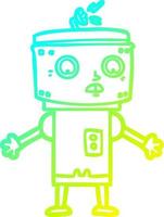 cold gradient line drawing cartoon robot vector