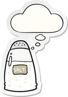 cartoon salt and thought bubble as a printed sticker vector