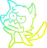 cold gradient line drawing cartoon annoyed fox vector