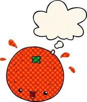 cartoon orange and thought bubble in comic book style vector