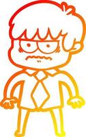 warm gradient line drawing annoyed cartoon boy vector