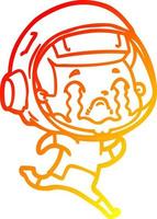 cálido gradiente línea dibujo dibujos animados llorando astronauta vector