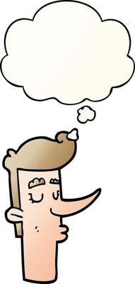 cartoon arrogant man and thought bubble in smooth gradient style