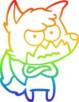 rainbow gradient line drawing cartoon annoyed fox vector
