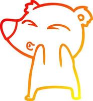 warm gradient line drawing cartoon whistling bear vector