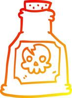 warm gradient line drawing cartoon poison bottle vector