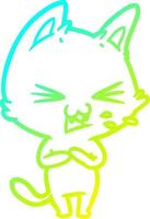 cold gradient line drawing cartoon cat hissing vector