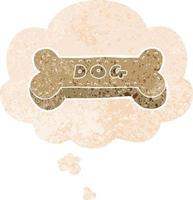 cartoon dog biscuit and thought bubble in retro textured style vector