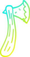 cold gradient line drawing cartoon axe vector