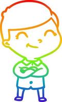 rainbow gradient line drawing cartoon boy smiling vector