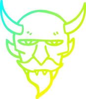 cold gradient line drawing cartoon devil face vector