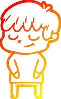 warm gradient line drawing cartoon happy boy vector