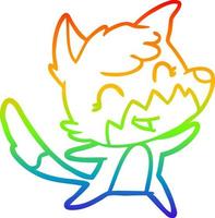 rainbow gradient line drawing happy cartoon fox vector