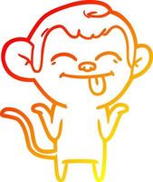 warm gradient line drawing funny cartoon monkey vector