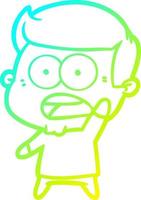 cold gradient line drawing cartoon shocked man vector