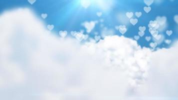 Dynamic background with pulsating hearts in the clouds concept on the theme of holiday or love