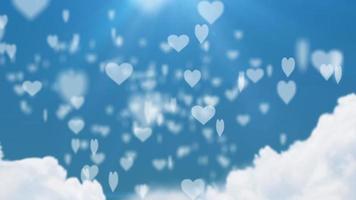 Dynamic background with pulsating hearts in the clouds concept on the theme of holiday or love video