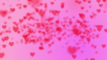 Dynamic background with pulsating red hearts on a pink background