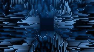the background of the technological process of the computer system light blue lines on a dark background. the animation has a cyclic video