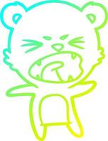 cold gradient line drawing angry cartoon bear vector