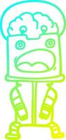 cold gradient line drawing cartoon robot vector