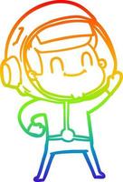 arco iris gradiente línea dibujo feliz dibujos animados astronauta vector