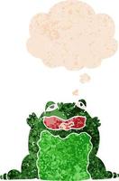 cartoon toad and thought bubble in retro textured style vector