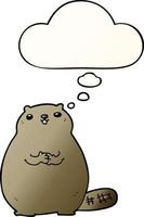 cartoon beaver and thought bubble in smooth gradient style vector