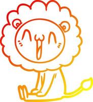 warm gradient line drawing happy cartoon lion vector