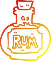 warm gradient line drawing cartoon old bottle of rum vector