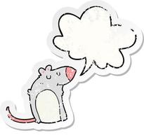 cartoon fat rat and speech bubble distressed sticker vector