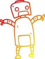 warm gradient line drawing cartoon robot dancing vector