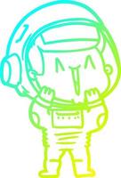 cold gradient line drawing happy cartoon astronaut vector