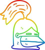 rainbow gradient line drawing cartoon golden helmet vector