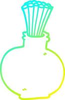 cold gradient line drawing cartoon reeds in vase vector