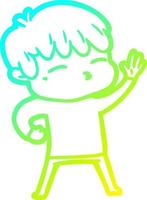 cold gradient line drawing cartoon curious boy vector