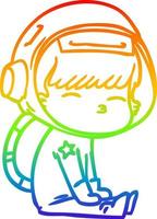 rainbow gradient line drawing cartoon curious astronaut vector