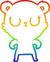 rainbow gradient line drawing peaceful cartoon bear vector