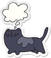 cartoon cat and thought bubble as a printed sticker vector