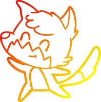 warm gradient line drawing cartoon friendly fox vector
