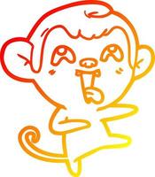 warm gradient line drawing crazy cartoon monkey vector