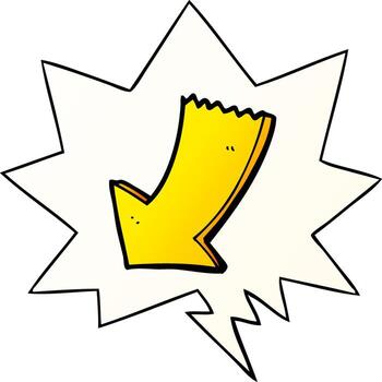 cartoon pointing arrow and speech bubble in smooth gradient style vector