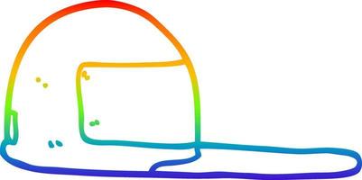 rainbow gradient line drawing cartoon baseball cap vector