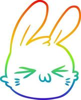 rainbow gradient line drawing cartoon rabbit face vector